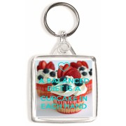 A Balanced Diet is a Cupcake in Each Hand - Square Keyring
