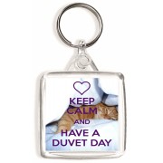 Keep Calm and Have a Duvet Day - Square Keyring