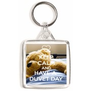 Keep Calm and Have a Duvet Day - Square Keyring
