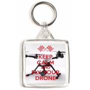 Keep Calm and Fly Your Drone - Square Keyring