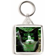 Keep Calm and Love Cats - Square Keyring