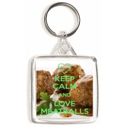 Keep Calm and Love Meatballs - Square Keyring