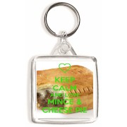 Keep Calm and Love Mince & Cheese Pie - Square Keyring