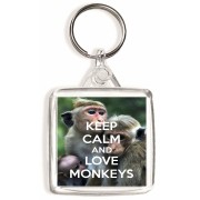 Keep Calm and Love Monkeys - Square Keyring