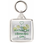 I'd Rather be Drinking Gin - Square Keyring