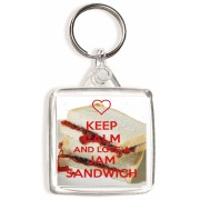Keep Calm and Love a Jam Sandwich - Square Keyring