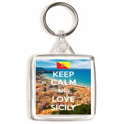 Keep Calm and Love Sicily - Square Keyring