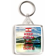 Keep Calm and Love Tahiti - Square Keyring