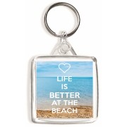 Life is Better at the Beach - Square Keyring