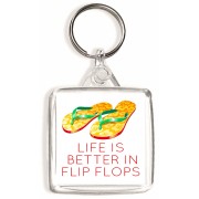 Life is Better in Flip Flops - Square Keyring