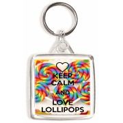 Keep Calm and Love Lollipops - Square Keyring