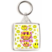 Smile Jesus Loves You - Square Keyring
