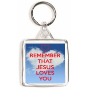 Remember that Jesus Loves You - Square Keyring