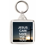 Jesus Can Save You Too - Square Keyring