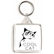Cool Cat - Square Keyring