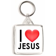 I Love (heart) Jesus - Square Keyring