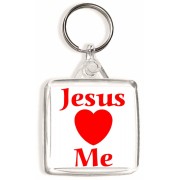 Jesus Loves (heart) Me - Square Keyring