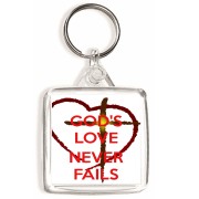 God's Love Never Fails - Square Keyring