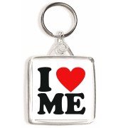 I Love (heart) Me - Square Keyring