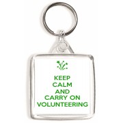 Keep Calm and Carry On Volunteering - Square Keyring