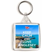 Keep Calm and Love Anglesey - Square Keyring