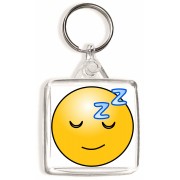 Sleepy Smiley - Square Keyring