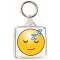 Sleepy Smiley - Square Keyring