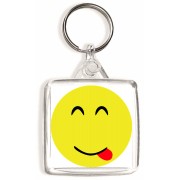 Tongue Out Smiley - Square Keyring