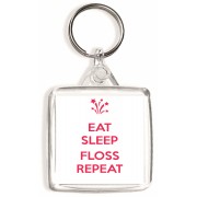 Eat Sleep Floss Repeat- Square Keyring