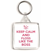 Keep Calm and Floss Like the Boss - Square Keyring