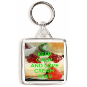 Keep Calm and Love Cream Teas - Square Keyring