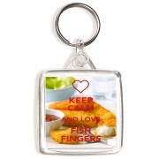 Keep Calm and Love Fish Fingers - Square Keyring