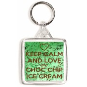 Keep Calm and Love Mint Choc Chip Ice Cream - Square Keyring
