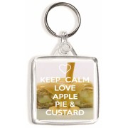 Keep Calm and Love Apple Pie & Custard - Square Keyring