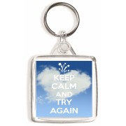 Keep Calm and Try Again - Square Keyring