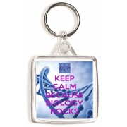 Keep Calm because Biology Rocks - Square Keyring