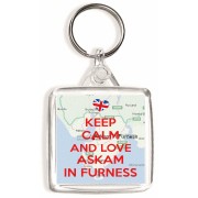 Keep Calm and Love Askam in Furness - Square Keyring
