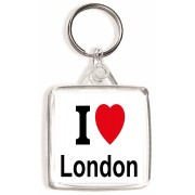 I Love (heart) London - Square Keyring