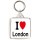 I Love (heart) London - Square Keyring