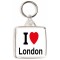 I Love (heart) London - Square Keyring