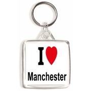 I Love (heart) Manchester - Square Keyring