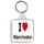 I Love (heart) Manchester - Square Keyring