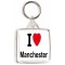 I Love (heart) Manchester - Square Keyring