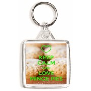 Keep Calm and Love Mince Pies - Square Keyring