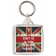 A Balanced Diet is a Gin in Both Hands - Square Keyring