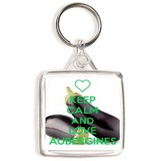 Keep Calm and Love Aubergines - Square Keyring