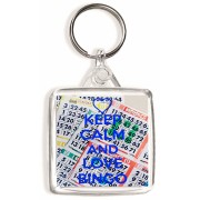 Keep Calm and Love Bingo - Square Keyring