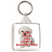 Keep Calm and Love a Bichon Frise - Square Keyring