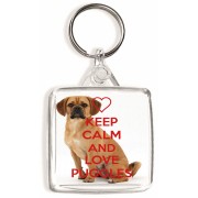 Keep Calm and Love Puggles - Square Keyring
