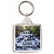 Keep Calm and Love Waterfalls - Square Keyring